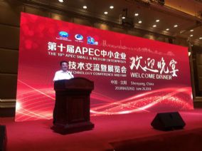 仕龍集團(tuán)董事長(zhǎng)許寶平參加第十屆APEC中小企業(yè)技術(shù)交流暨展覽會(huì)發(fā)表講話